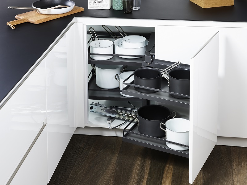 КОМПЛЕКТ правый, Волшебный угол 450-600 мм, H 525, Арена СТИЛЬ, 4 полки, цвет АНТРАЦИТ Kessebohmer | официальный магазин