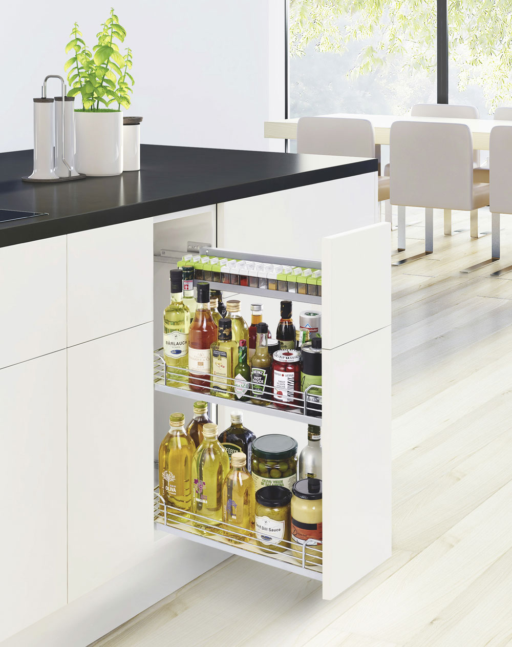 КОМПЛЕКТ левый, Комфорт II 200 мм, H 654, Арена КЛАССИК, 2 полки + полка для специй, цвет ТИТАН Kessebohmer | официальный магазин