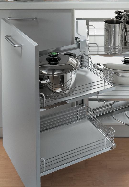 КОМПЛЕКТ левый, Волшебный угол 450-600 мм, H 525, Арена КЛАССИК, 4 полки, цвет ХРОМ Kessebohmer | официальный магазин