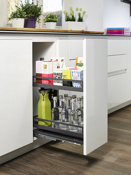 КОМПЛЕКТ Диспенса Джуниор Слим 400 мм, H 640-728, Арена СТИЛЬ, 2 полки, цвет АНТРАЦИТ Kessebohmer | официальный магазин