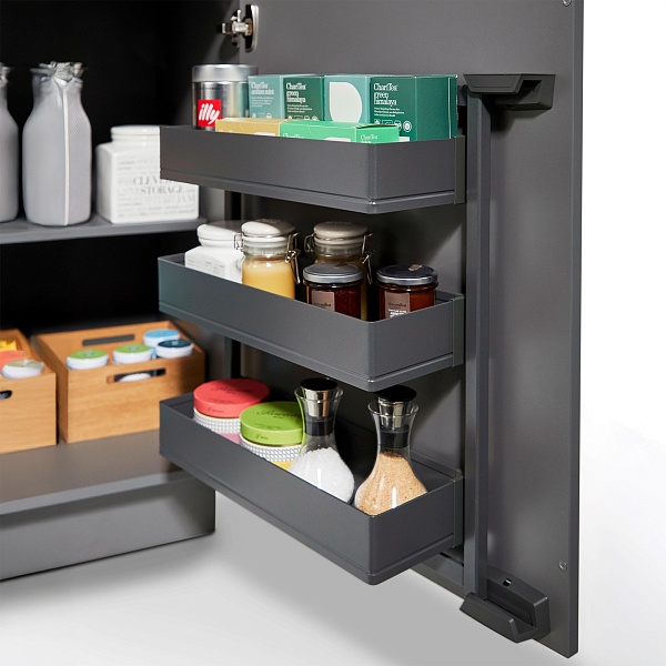 Комплект Тандем Сайд 600 мм, H 800, Арена ПЬЮР, Рама + 3 полки, цвет АНТРАЦИТ Kessebohmer | официальный магазин