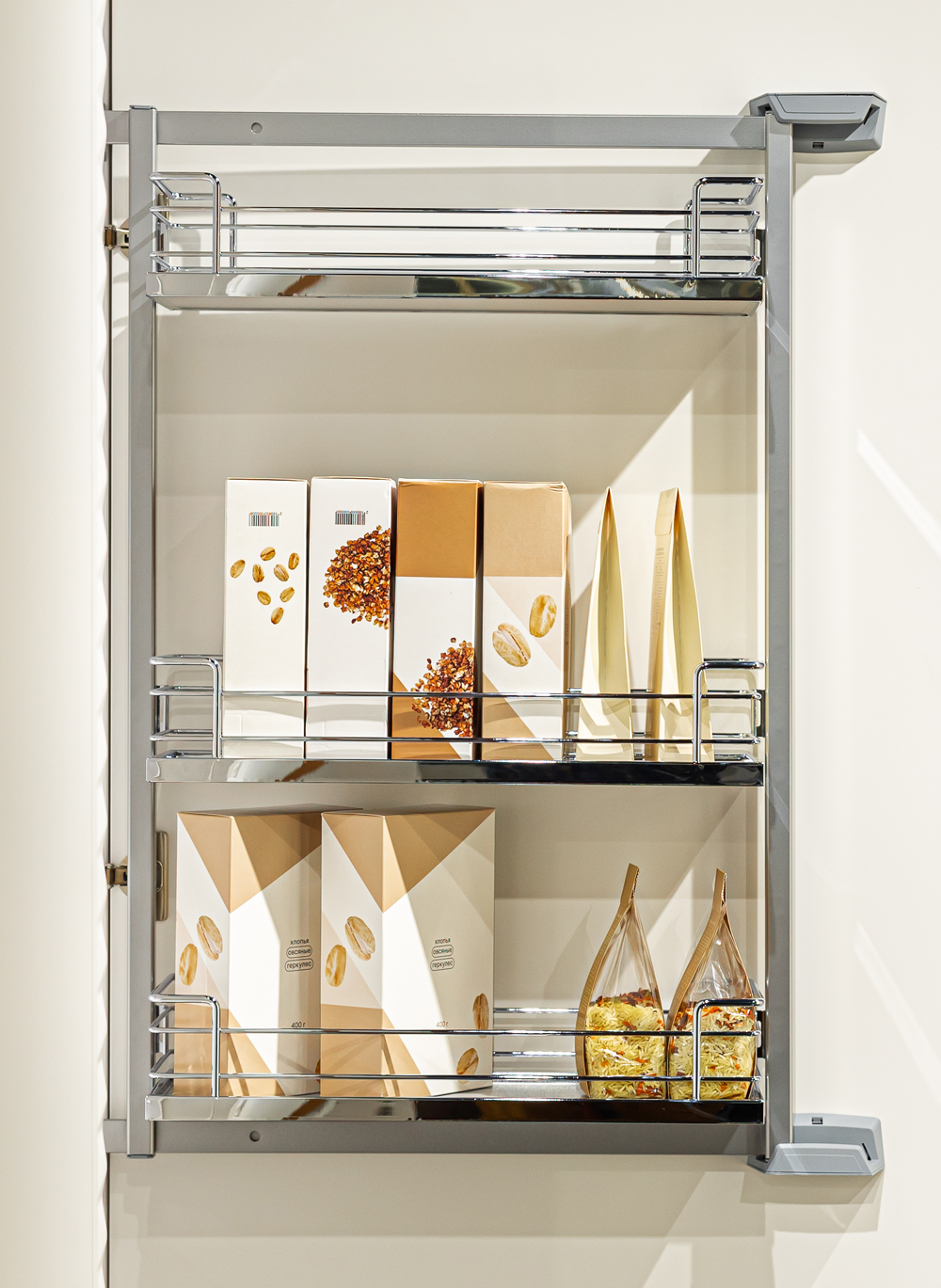 Комплект Тандем Сайд 600 мм, H 800, Арена КЛАССИК, Рама + 3 полки, цвет ХРОМ Kessebohmer | официальный магазин