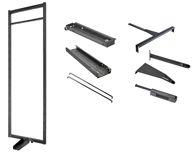 Комплект установочный, Тандем Соло, H 1300, Рама + Направляющие + Крепеж +SoftSTOPpro доводчик, цвет АНТРАЦИТ Kessebohmer | официальный магазин