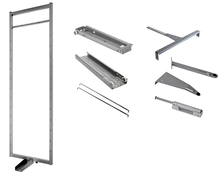 Комплект установочный, Тандем Соло, H 1800, Рама + Направляющие + Крепеж +SoftSTOPpro доводчик, цвет ТИТАН Kessebohmer | официальный магазин