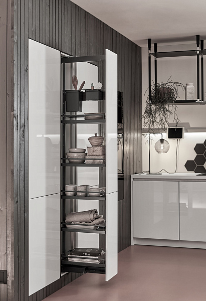 КОМПЛЕКТ ПВ Юбокс, Диспенса 90° 300 мм, H 1600-2000, Арена СТИЛЬ, 4 полки + 1 Юбокс, цвет АНТРАЦИТ Kessebohmer | официальный магазин