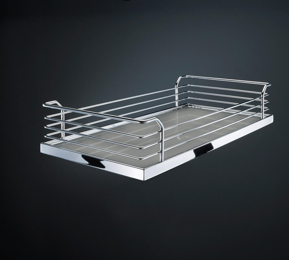 Комплект полок, Волшебный угол 450-600 мм, Арена КЛАССИК, 4 шт, цвет ХРОМ, цвет дна Серый, антислип Kessebohmer | официальный магазин