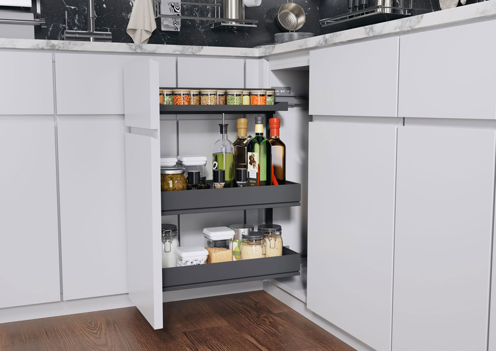 КОМПЛЕКТ правый, Комфорт II 300 мм, H 654, Арена ПЬЮР, 2 полки + полка для специй, цвет АНТРАЦИТ Kessebohmer | официальный магазин