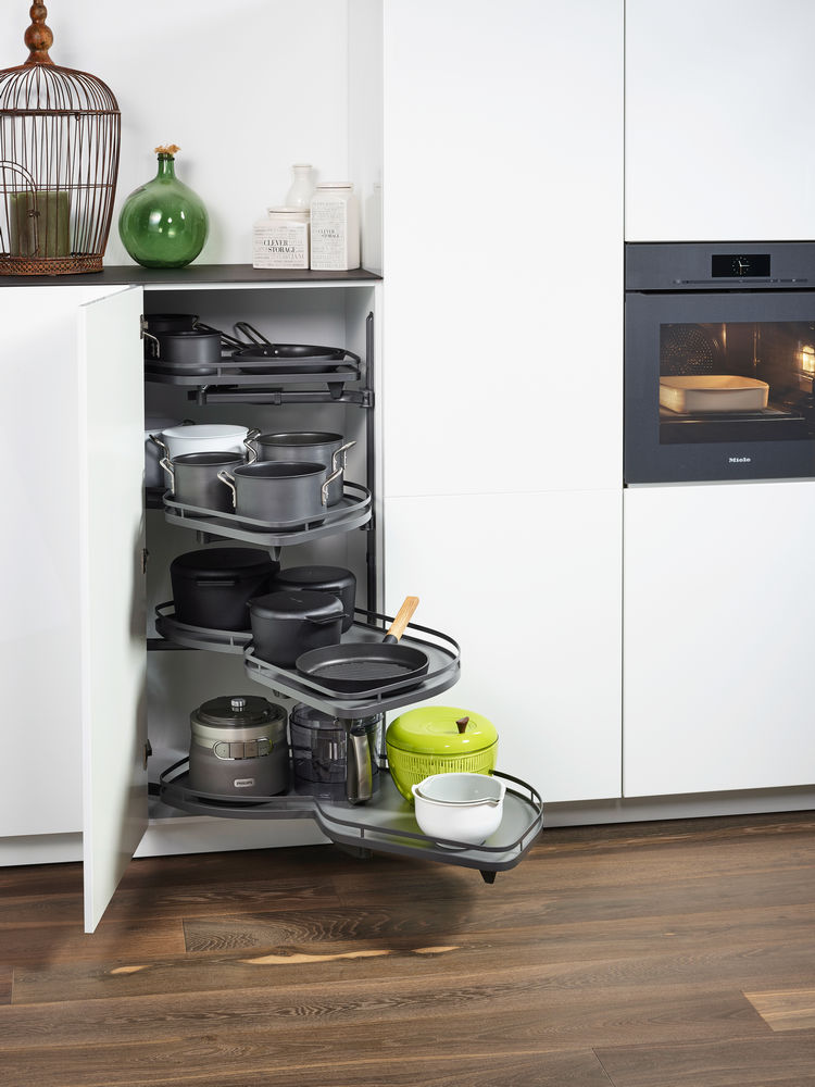 КОМПЛЕКТ правый, Леманс 600 мм, H 1265, Арена СТИЛЬ, 4 полки, 4 доводчика, цвет АНТРАЦИТ Kessebohmer | официальный магазин