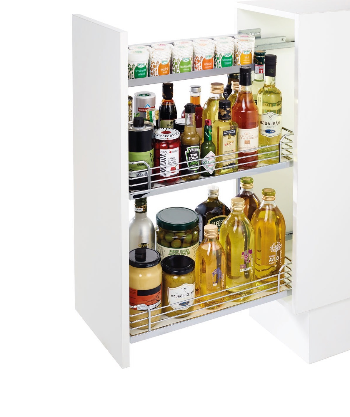 КОМПЛЕКТ правый, Комфорт II 250 мм, H 654, Арена КЛАССИК, 2 полки + полка для специй, цвет ХРОМ Kessebohmer | официальный магазин