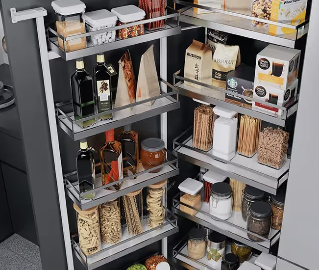 КОМПЛЕКТ Тандем II 450 мм, H 1700, Арена СТИЛЬ, 5 полок, цвет ХРОМ Kessebohmer | официальный магазин